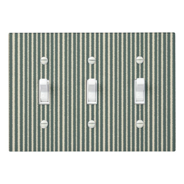 Cute Dark Green Stripes Light Switch Cover (In Situ)