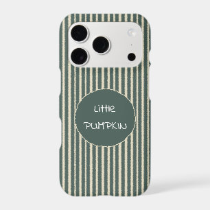 Cute Dark Green Stripes Little Pumpkin iPhone 17 Pro Case