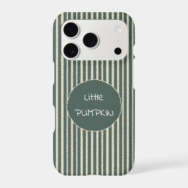 Cute Dark Green Stripes Little Pumpkin iPhone Case (Back)