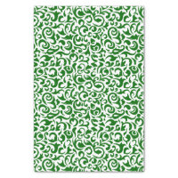 Ivory Ecru Leaves Floral Art Pattern On Sage Green Tissue Paper