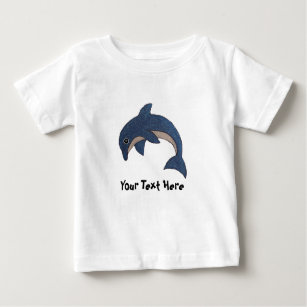 Cute Dark Ocean Blue Dolphin White Flecks Baby T-Shirt