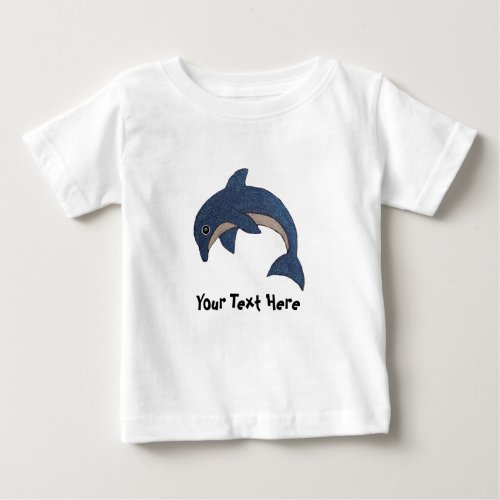 Cute Dark Ocean Blue Dolphin White Flecks Baby T_Shirt