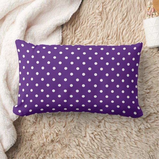 Cute Dark Purple Polka Dots Pattern Lumbar Pillow (Blanket)