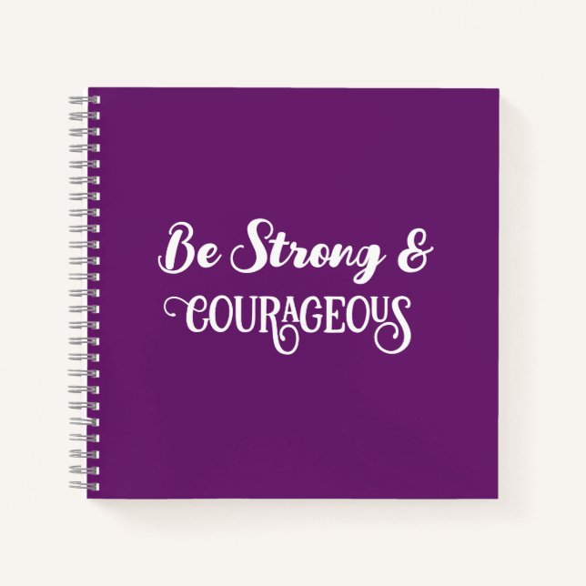 Cute Dark Purple Strong and Courageous Simple Notebook (Front)