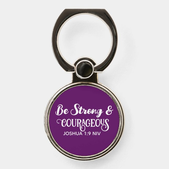 Cute Dark Purple Strong and Courageous Simple Phone Ring Stand (Front)