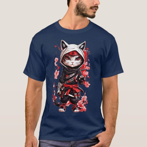 Cute Dark Samurai Cat TShirt