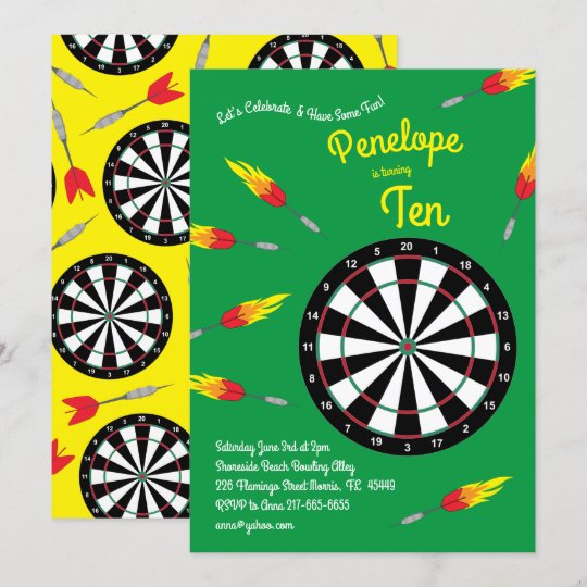 Cute Dart Board Kids Birthday Party Sports Invitation | Zazzle