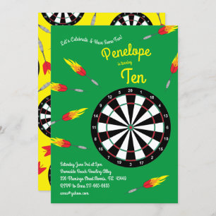 Cute Dart Board Kids Birthday Party Sports Invitation