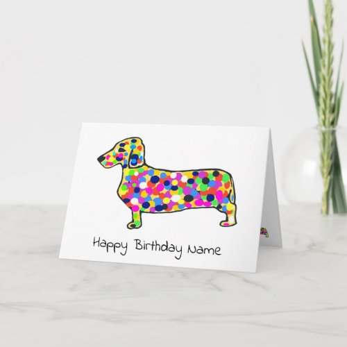 Cute Daschund Dog Mosaic Birthday Card