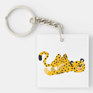 Cute Dashing Cartoon Cheetah Acrylic Keychain