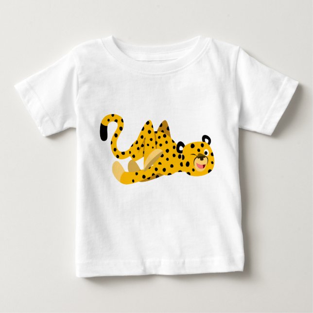 Cute Dashing Cartoon Cheetah Baby T-Shirt (Front)
