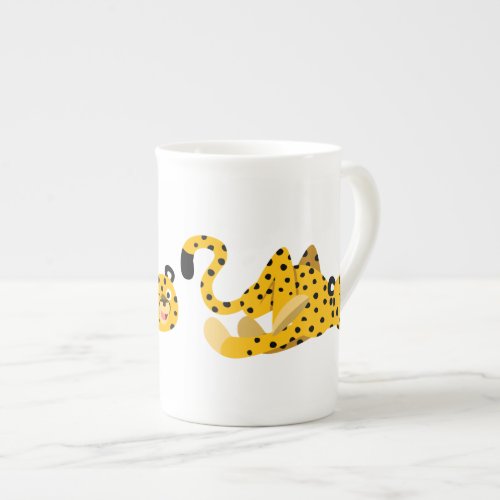 Cute Dashing Cartoon Cheetah Bone China Mug