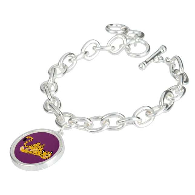 Cute Dashing Cartoon Cheetah Charm Bracelet (Side)