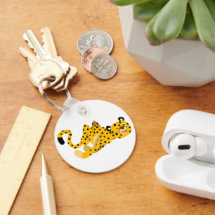 Cute Dashing Cartoon Cheetah Keychain