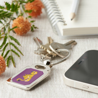 Cute Dashing Cartoon Cheetah Metal Keychain