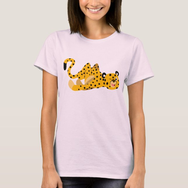 Cute Dashing Cartoon Cheetah Women T-Shirt (Front)