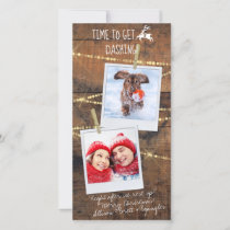 Cute Dashing Reindeer Icon 2-Photo Holiday Card