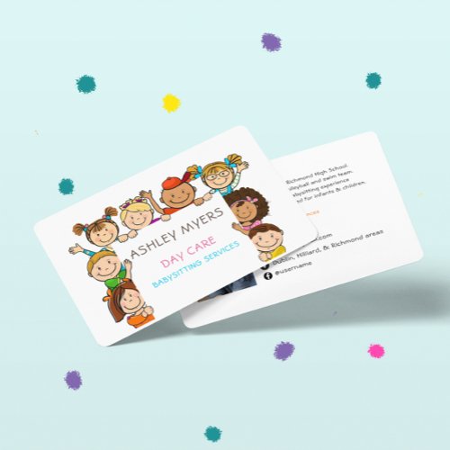 Cute Day Care Babysitting Profile  Photo Business Card