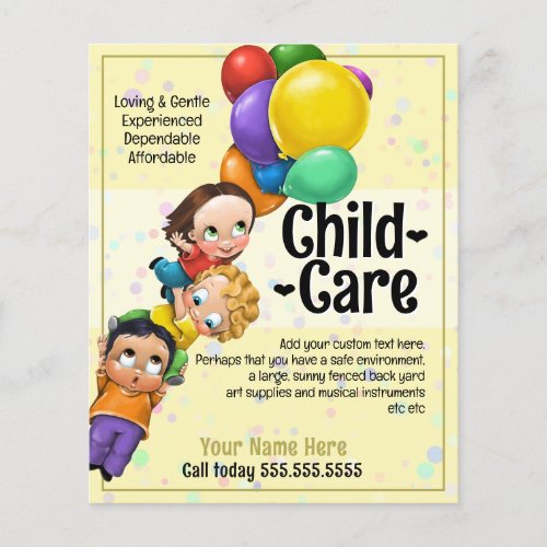 Cute Day Care Child Care 5x6 Kids  Balloons Promo Flyer