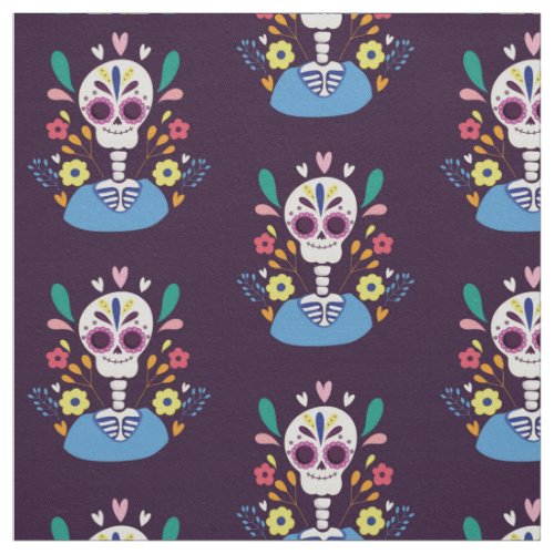 Cute Day of the Dead Skull Fabric
