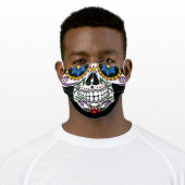 cute day of the dead sugar skull adult cloth face mask (Worn)