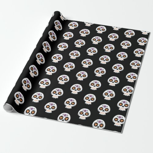 Cute Day of the Dead Sugar Skull Wrapping Paper