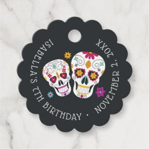 Cute Day of the Dead Sugar Skulls Favor Tags