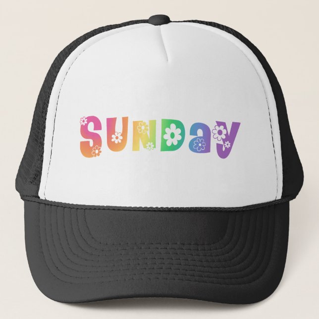 Cute Day Of The Week Sunday Trucker Hat (Front)
