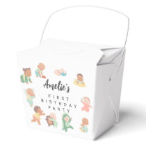 Cute Daycare Friends 1st Birthday Party Thank You Favor Boxes