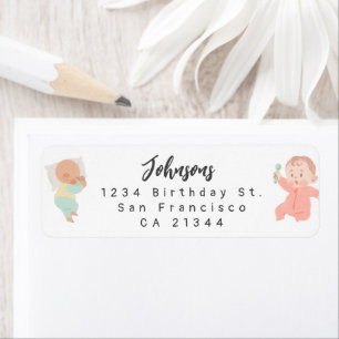 Cute Daycare Friends First Birthday Party Address Label