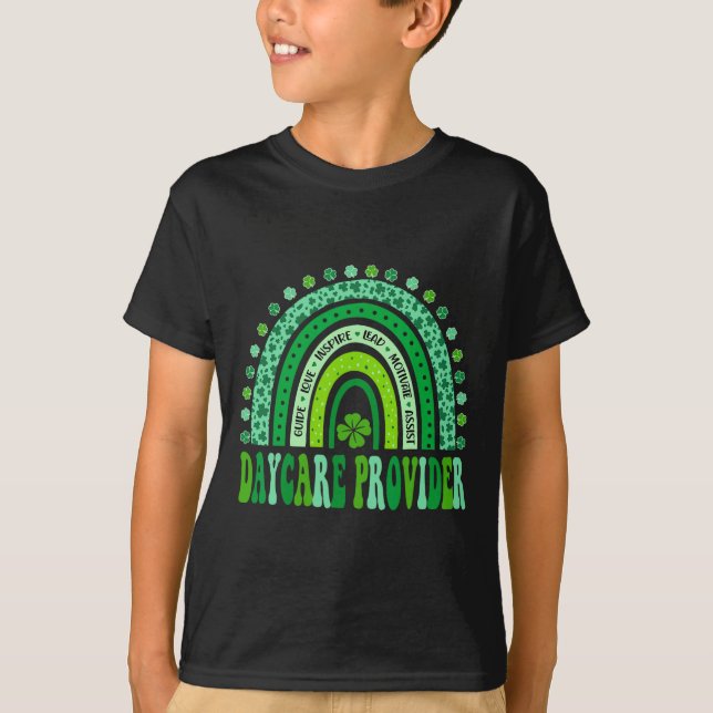 Cute Daycare Provider Rainbow St Patricks Day  T-Shirt (Front)