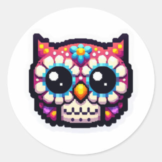 Cute Dead Sugar Owl , day of the dead owl Classic Round Sticker