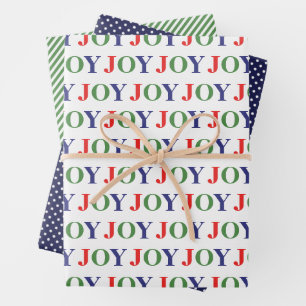 Cute December Winter Holiday Season Joy Wordart Wrapping Paper Sheets
