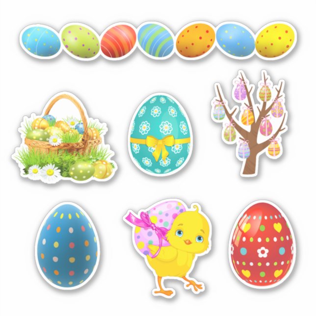 Cute Decorated Easter Egg Sticker (Front)