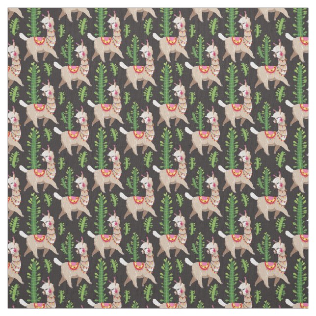Cute Decorated Llamas Pattern Fabric (Swatch)