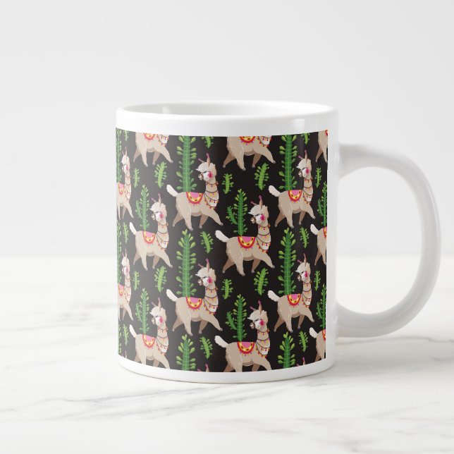 Cute Decorated Llamas Pattern Giant Coffee Mug (Right)