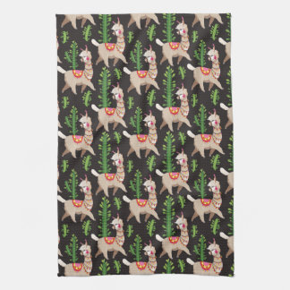 Cute Decorated Llamas Pattern Kitchen Towel