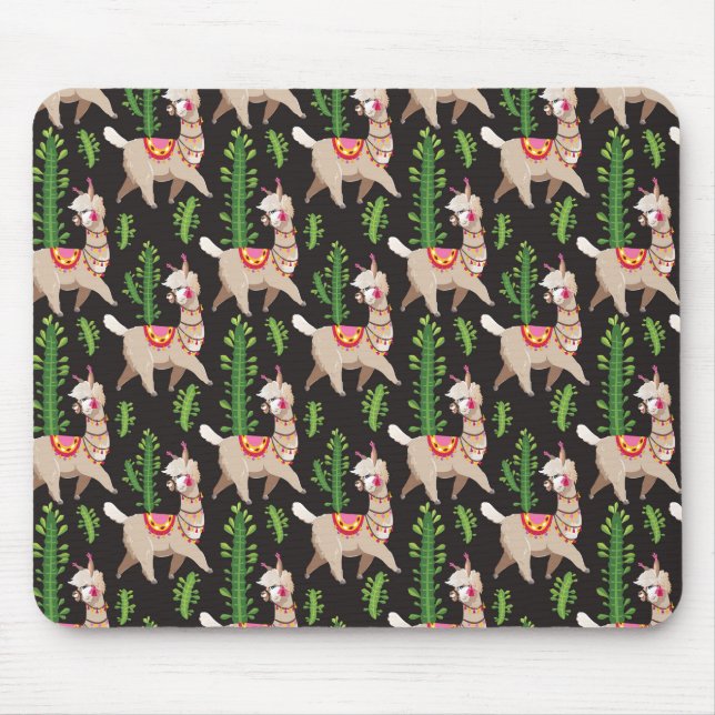 Cute Decorated Llamas Pattern Mouse Pad (Front)