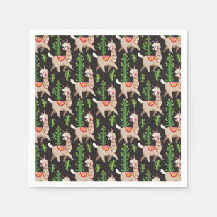 Cute Decorated Llamas Pattern Napkins