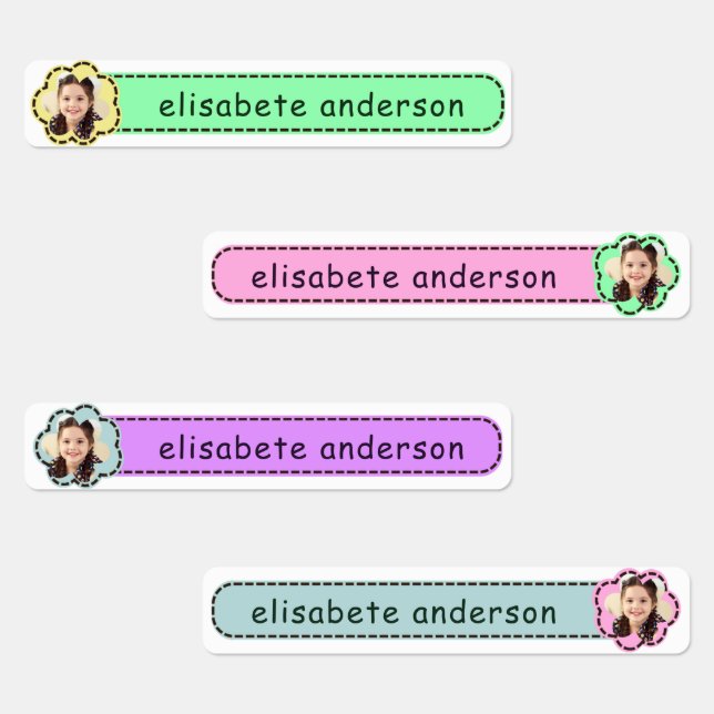 Cute Decorative Custom Photo Name Tags Waterproof Labels (Group)