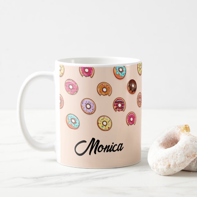 Cute decorative donuts on pink coffee mug (With Donut)