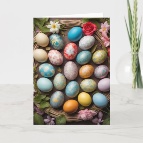 Cute Decorative Easter Egg Collage Holiday Card