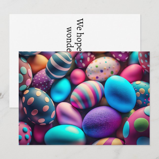 Cute Decorative Festive Easter Eggs Holiday Card (Front/Back)