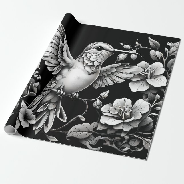 Cute Decorative Hummingbird  Wrapping Paper (Unrolled)