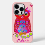 Cute Decorative Owl &amp; Custom Name Case-Mate iPhone 14 Pro Case