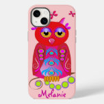 Cute Decorative Owl &amp; Custom Name Case-Mate iPhone 14 Plus Case