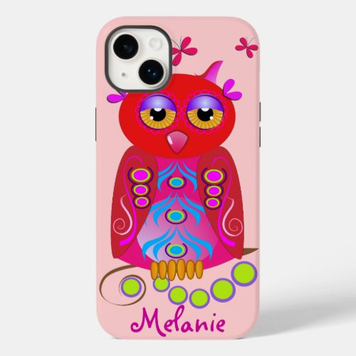 Cute Decorative Owl  Custom Name Case_Mate iPhone 14 Plus Case