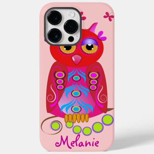 Cute Decorative Owl  Custom Name Case_Mate iPhone 14 Pro Max Case