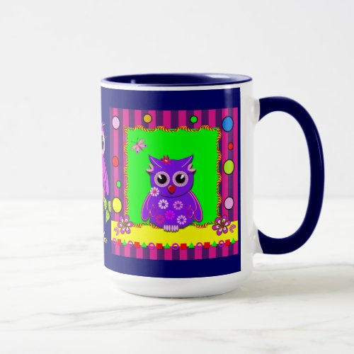 Cute decorative Owls and Name mug