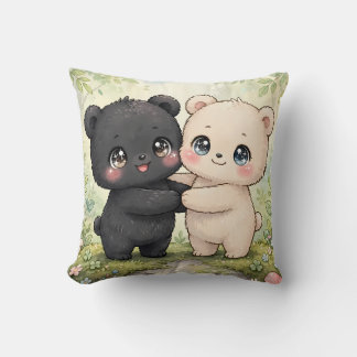 Cute decorative pillow with two teddy bears